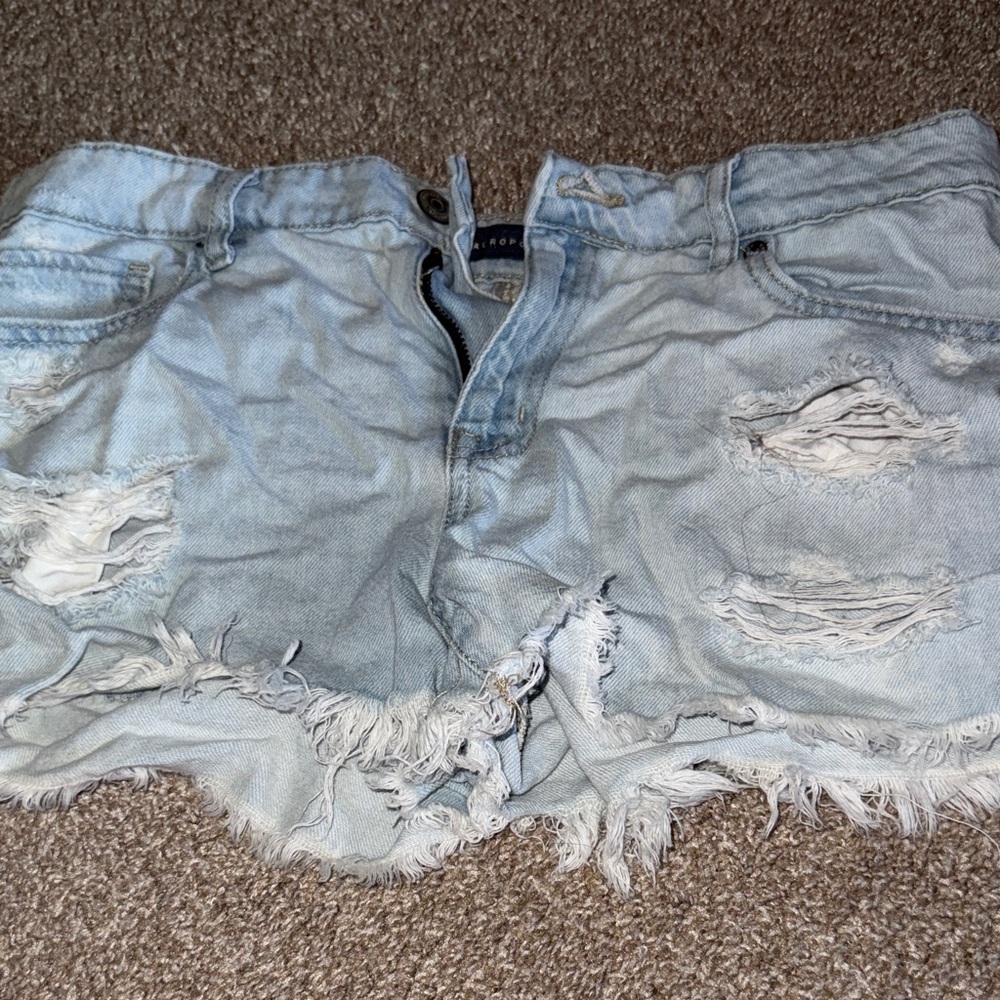 Aeropostale Light Blue Distressed Jean Shorts